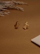 Gold Ribbed Twist Stud Earrings - TOSSIDO