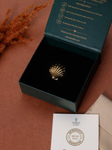 Gold Ridged Scallop Shell Adjustable Ring