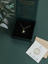 Gold Ridged Starfish Pendant Necklace