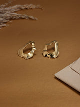 Gold Ripple Open Frame Earrings - TOSSIDO