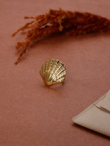 Gold Scallop Shell Adjustable Ring - TOSSIDO