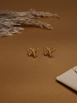Gold Slim Bow Stud Earrings - TOSSIDO