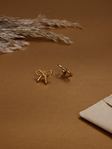 Gold Slim Bow Stud Earrings - TOSSIDO