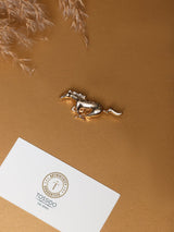 Gold Slim Galloping Horse Brooch - TOSSIDO