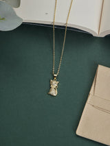 Gold Sparkle Cat Pendant Necklace