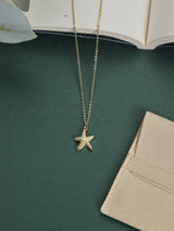 Gold Sparkle Starfish Pendant Necklace - TOSSIDO