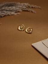 Gold Spiral Swirl Stud Earrings - TOSSIDO