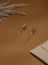Gold Starfish Tassel Drop Earrings - TOSSIDO