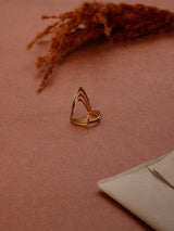 Gold Triple Chevron Adjustable Ring - TOSSIDO