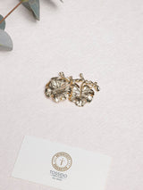 Gold Twin Vine Leaves Brooch - TOSSIDO