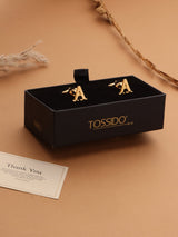 Golden Alphabet A Cufflink - TOSSIDO
