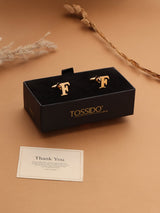 Golden Alphabet F Cufflink - TOSSIDO