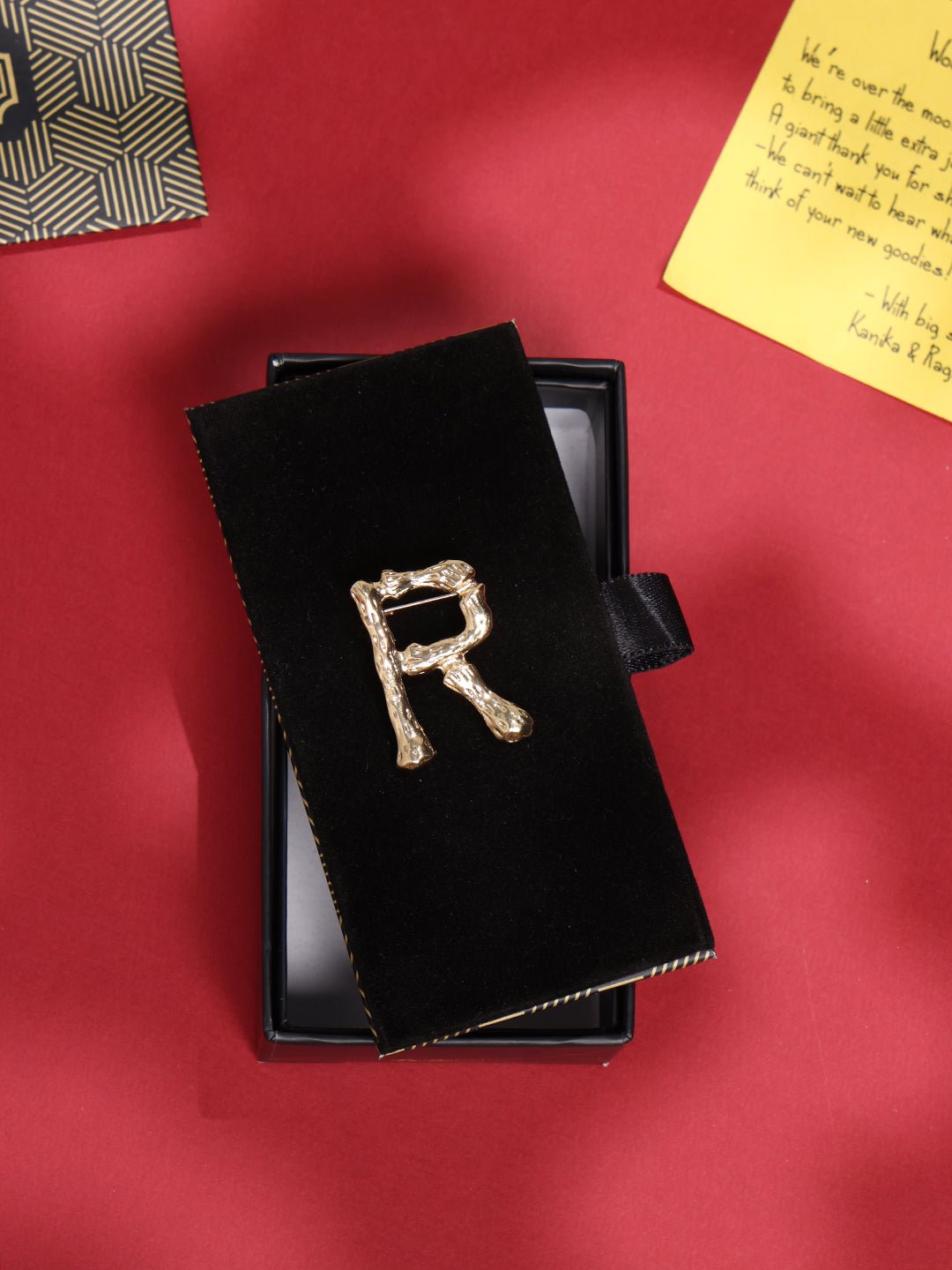 Golden Alphabet R Brooch