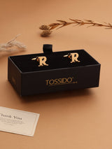 Golden Alphabet R Cufflink - TOSSIDO