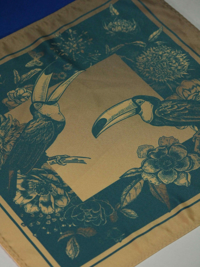Golden Bird Printed Pocket Square - TOSSIDO