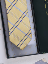 Golden Check Woven Necktie - TOSSIDO