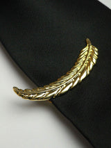 Golden Curved Feather Tie Bar - TOSSIDO