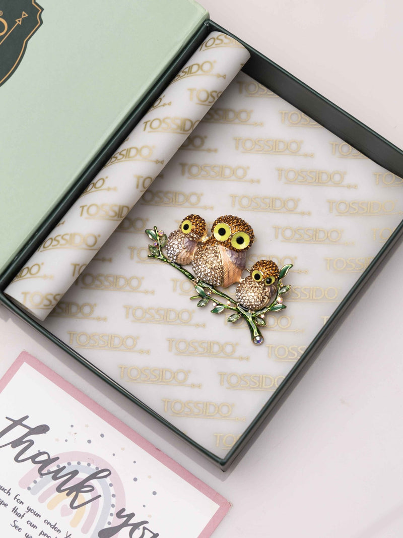 Golden Owl Family Brooch - TOSSIDO