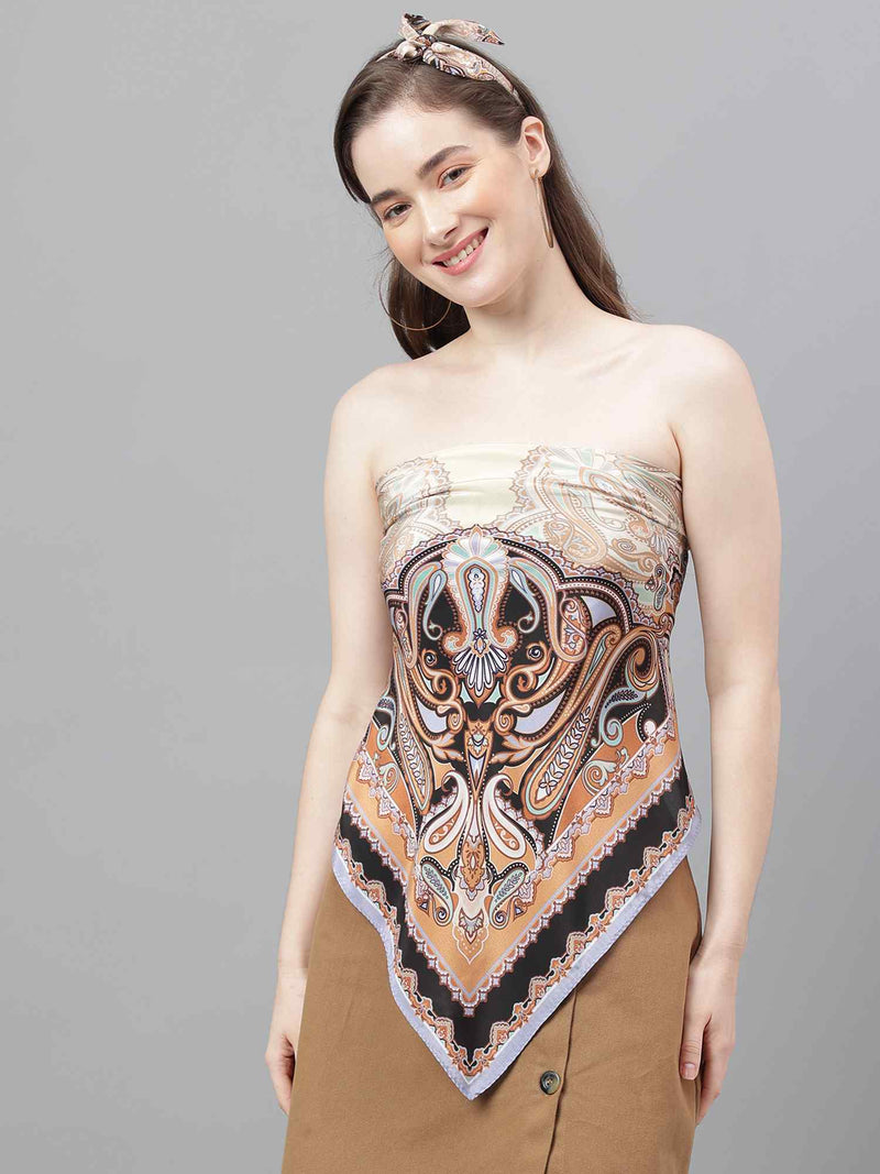 Golden Paisley Scarf & Scarf Bag Set - TOSSIDO