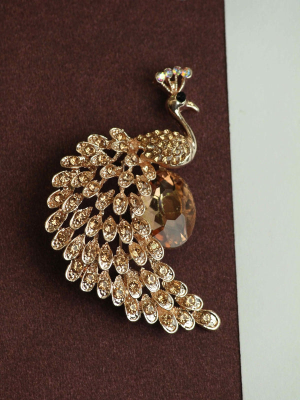 Golden Peacock Brooch - TOSSIDO