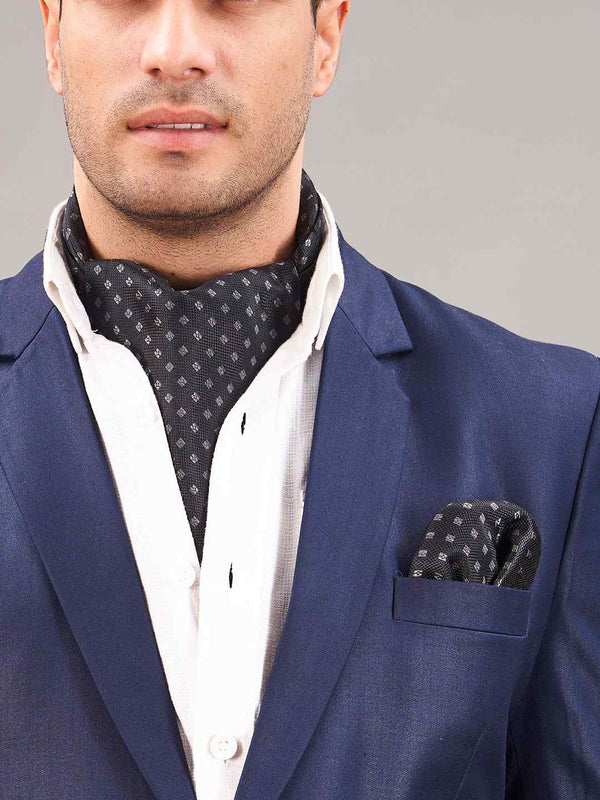 Graphite Grid - Woven Ascot & Pocket Square - TOSSIDO