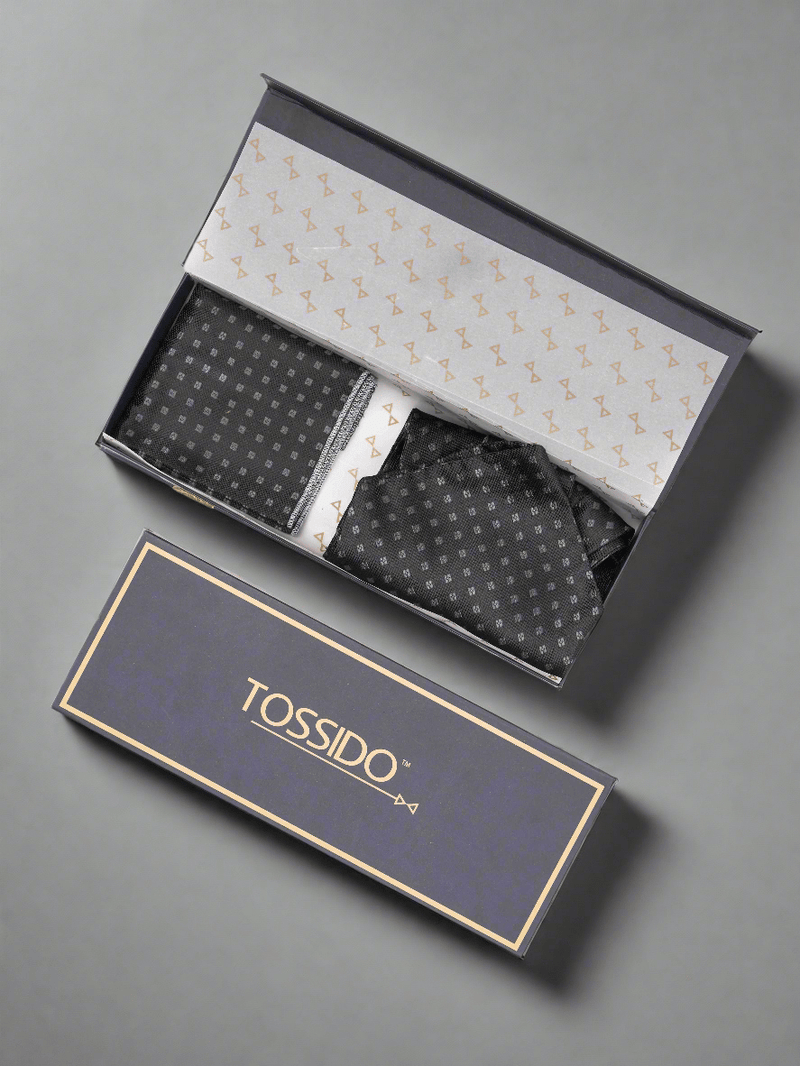 Graphite Grid - Woven Ascot & Pocket Square - TOSSIDO