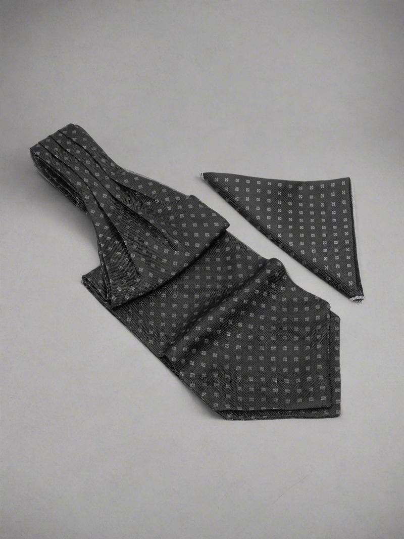 Graphite Grid - Woven Ascot & Pocket Square - TOSSIDO