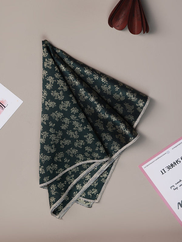 Green Abstract Jacquard Pocket Square - TOSSIDO