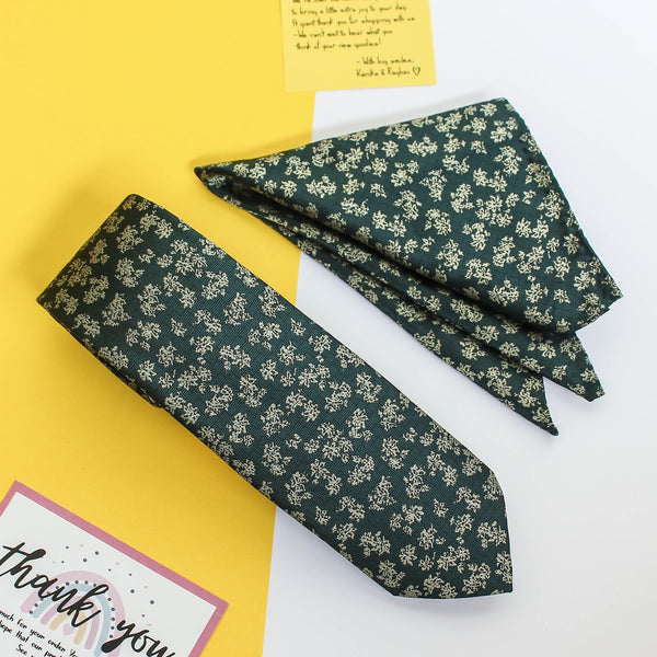 Green Abstract Necktie & Pocket Square Giftset - TOSSIDO
