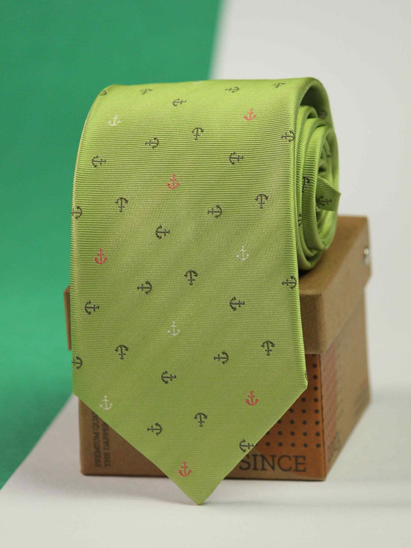 Green Anchor Woven Necktie - TOSSIDO