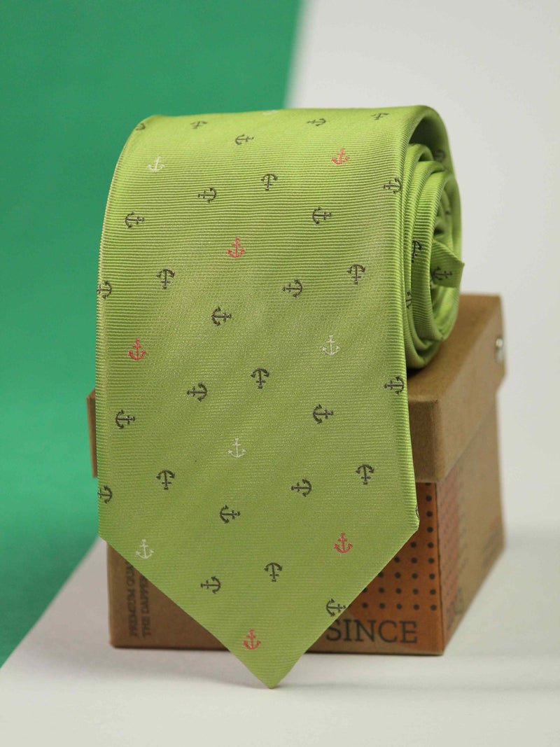 Green Anchor Woven Necktie - TOSSIDO