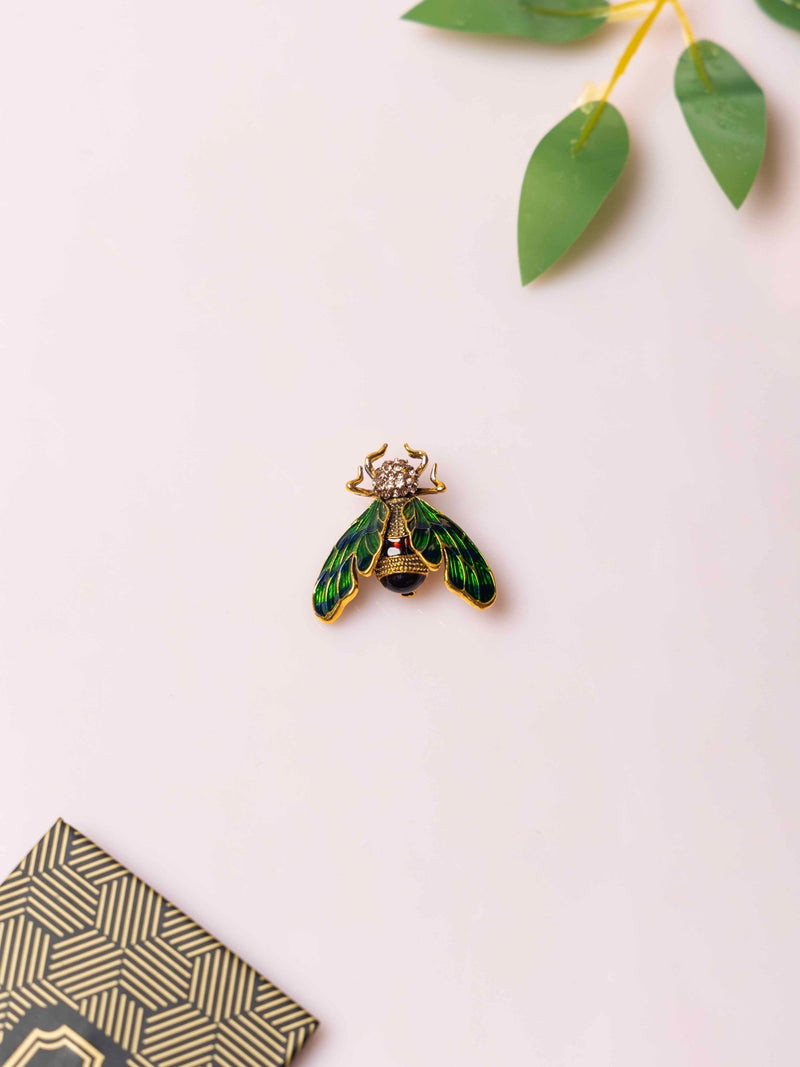 Green Beetle Insect Brooch - TOSSIDO