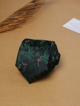 Green & Black Flamingo Teflon Silk Necktie - TOSSIDO