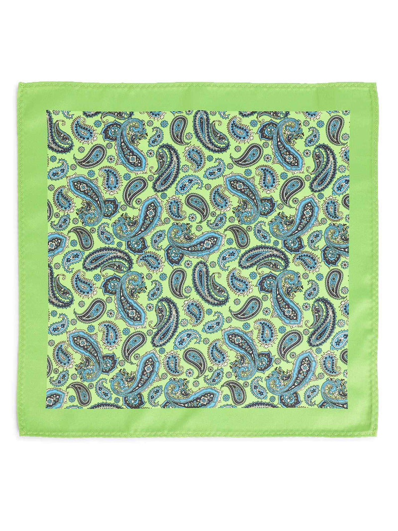 Green & Blue Paisley Stole & Pocket Square Set - TOSSIDO
