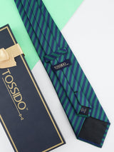 Green & Blue Striped Broad Necktie - TOSSIDO