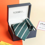 Green Check Necktie & Pocket Square Giftset - TOSSIDO