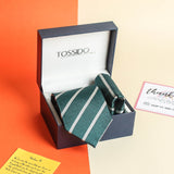 Green Check Necktie & Pocket Square Giftset - TOSSIDO