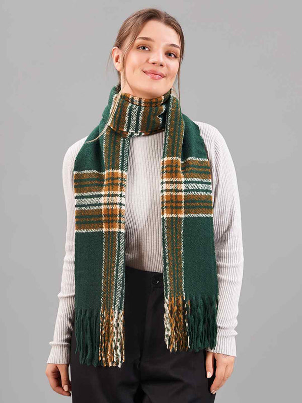 Green Check Woolen Muffler - TOSSIDO