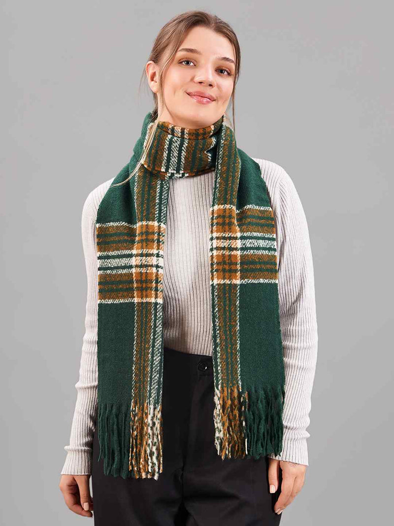 Green Check Woolen Muffler - TOSSIDO