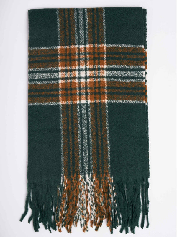 Green Check Woolen Muffler - TOSSIDO