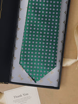 Green Checks Teflon Silk Necktie - TOSSIDO