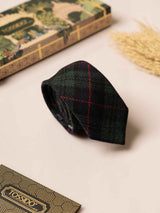 Green Checks Wool Necktie - TOSSIDO