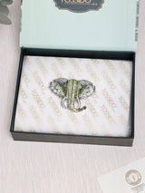 Green Crystal Elephant Head Brooch - TOSSIDO