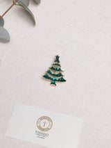 Green Enamel Christmas Tree Brooch - TOSSIDO