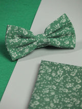 Green Floral Bowtie & Pocket Square Set - TOSSIDO
