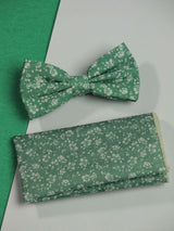 Green Floral Bowtie & Pocket Square Set - TOSSIDO