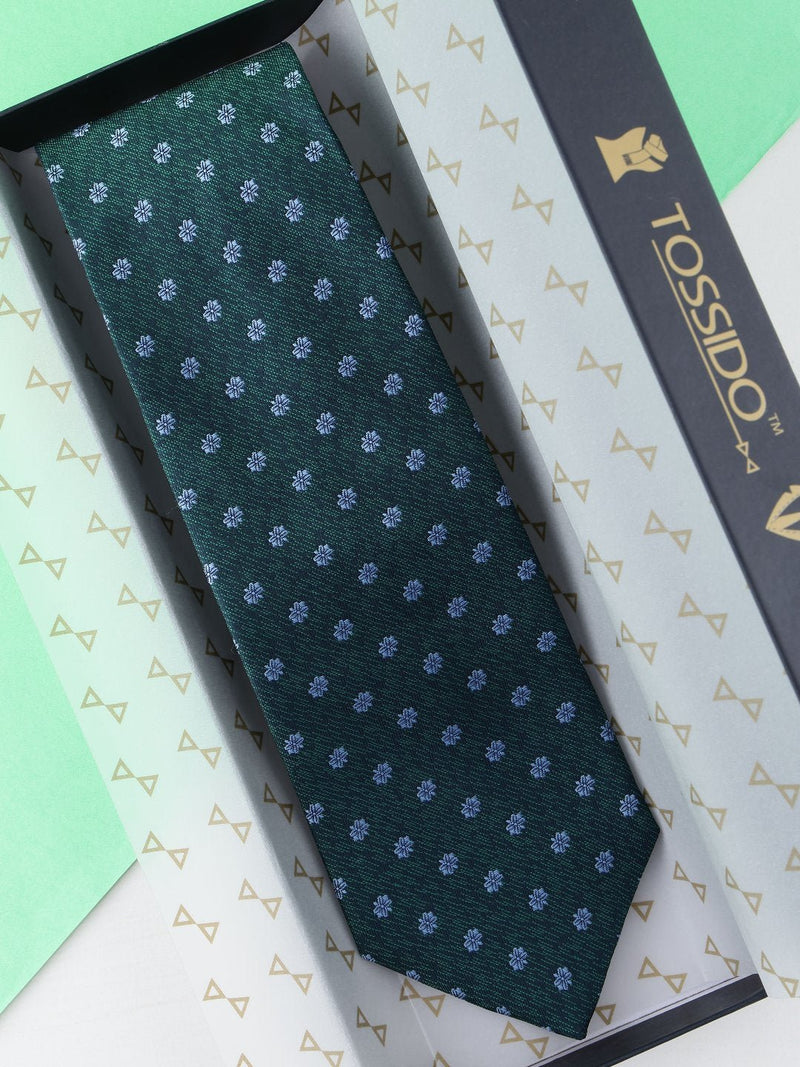 Green Floral Broad Necktie - TOSSIDO