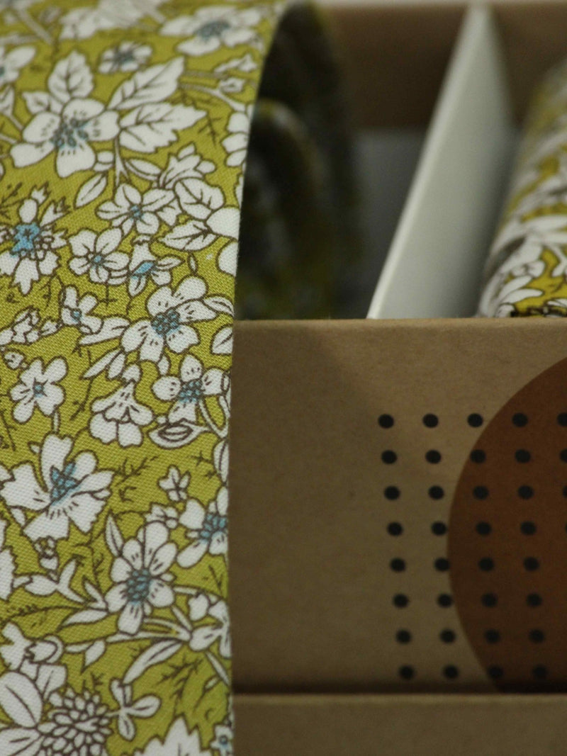 Green Floral Necktie & Pocket Square Giftset - TOSSIDO