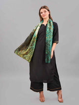 Green Floral Printed Stole - TOSSIDO
