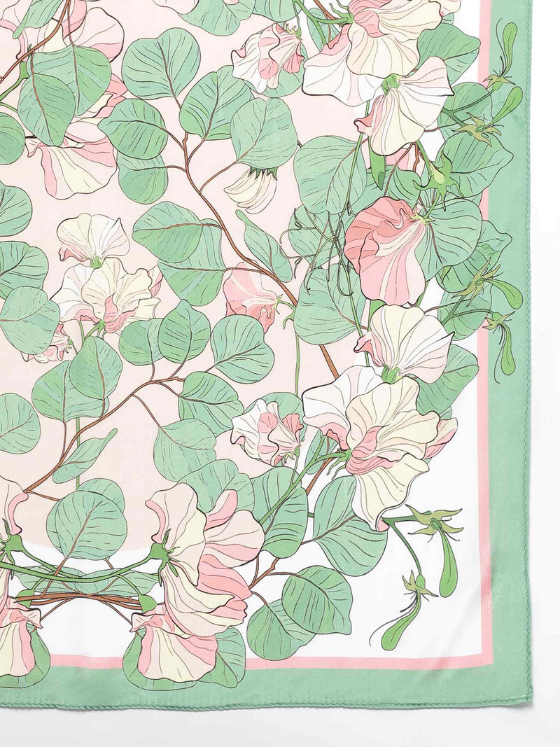 Green Floral Scarf & Scarf Bag Set - TOSSIDO